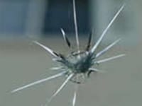 Close up of a windshield chip